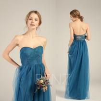 Bridesmaid Dress Ink Blue Tulle Wedding Dress,Illusion Lace Sweetheart Strapless Maxi Dress,Open Back Party Dress,A Line Prom Dress(LS407) wedding photo - Bridesmaid Dress Ink Blue Tulle Wedding Dress,Illusion Lace Sweetheart Strapless Maxi Dress,Open Back Party Dress,A Line Prom Dress(LS407)