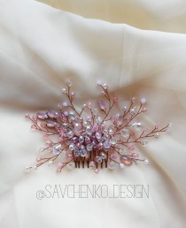 wedding photo -  Rose opal Bridal hair accessories|braut haarschmuck|rose gold hair vine|bridal headpiece|Pink bridal hair comb|hair pieces for wedding