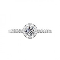 wedding photo -  GIA 0.80 Carat Round Diamond & Thick Halo Engagement Ring 14k White Gold, Diamond Engagement Rings for Women, Raven Fine Jewelers