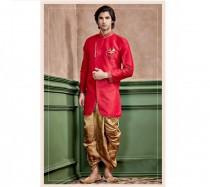 wedding photo - Dark Red Silk Kurta Set for men / shervani for men / kurta set / Sherwani / ethnic wear / Groom kurta / Groom sherwani