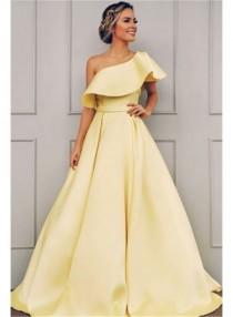 wedding photo -  2019 Chic One-Shoulder Sleeveless A-line Prom Dresses | Cheap Ribbon Evening Gown On Sale_Prom Dresses_Wedding Dresses | Prom Dresses | Evening Formal Gowns | Suzho