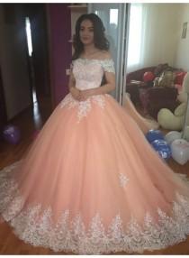 wedding photo -  2019 Fashion Ball Gown Off-The-Shoulder Sleeveless Wedding Dresses | Sweep Train Long Lace Appliques Bridal Gown_2019 Wedding Dresses_Wedding Dresses | Prom Dresses