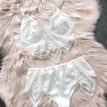 Bridal Lingerie Set, Lace Bralette, Satin Lace Pantie, Bridal Shower Bridesmaid Gift, Underwired Bralette, Women Underwear, Plus size wedding photo - Bridal Lingerie Set, Lace Bralette, Satin Lace Pantie, Bridal Shower Bridesmaid Gift, Underwired Bralette, Women Underwear, Plus size