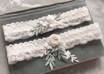 Lace Wedding Garter Set, Boho Garters, Bohemian, Ivory Garter Set, Lace Garters, Toss Garter, Boho Wedding, "Anya" wedding photo - Lace Wedding Garter Set, Boho Garters, Bohemian, Ivory Garter Set, Lace Garters, Toss Garter, Boho Wedding, "Anya"