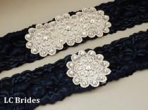 Navy Blue Swarovski Crystal Bridal Wedding Garter Set, Lace Bridal Garter Set, Wedding Garter Blue, Bridal Garter Set Blue wedding photo - Navy Blue Swarovski Crystal Bridal Wedding Garter Set, Lace Bridal Garter Set, Wedding Garter Blue, Bridal Garter Set Blue