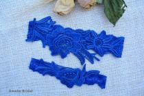 Blue Wedding Garter, Lace Flower Garter, Lace Garte Set, Blue Bridal Garter, Royal Blue Garter, Bridal Garter, Somethig Blue, Toss Garter wedding photo - Blue Wedding Garter, Lace Flower Garter, Lace Garte Set, Blue Bridal Garter, Royal Blue Garter, Bridal Garter, Somethig Blue, Toss Garter