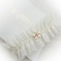Classic Filigree Tulle Lace Wedding Garter, Lined with Champagne or Ivory Silk, Vintage Garter, Boho Garter, Luxury Garter, Designer Garter wedding photo - Classic Filigree Tulle Lace Wedding Garter, Lined with Champagne or Ivory Silk, Vintage Garter, Boho Garter, Luxury Garter, Designer Garter