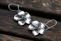 Silver Flower Earrings • Sterling Silver Dangle Earrings • Nature Earrings • Flower Jewelry wedding photo - Silver Flower Earrings • Sterling Silver Dangle Earrings • Nature Earrings • Flower Jewelry