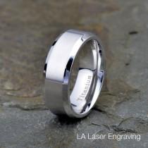 Mens Titanium Wedding Band, brushed Polished Beveled Edge 8mm , His, Hers,Titanium Anniversary Rings, Personalized Bands, Custom Engraved wedding photo - Mens Titanium Wedding Band, brushed Polished Beveled Edge 8mm , His, Hers,Titanium Anniversary Rings, Personalized Bands, Custom Engraved