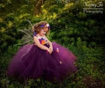 wedding photo - Plum Woodland Fairy Flower Girl Dress / Plum Fairy Flower Girl Dresses / Princess Dress / Fairy Dress / Prom Dress / Formal Dress / Wedding