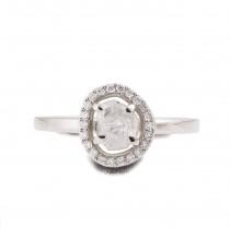 Raw Diamond Ring, 18K White Gold Rough Diamond engagement ring, Unique Engagement ring, rough diamond ring, Raw Halo Ring wedding photo - Raw Diamond Ring, 18K White Gold Rough Diamond engagement ring, Unique Engagement ring, rough diamond ring, Raw Halo Ring