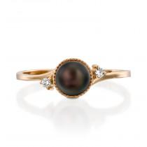 Black Pearl Engagement Ring, Pearl Wedding Ring, Rose Gold Engagement Ring, Vintage Style Ring, Unique Engagement Ring, Wedding Ring Diamond wedding photo - Black Pearl Engagement Ring, Pearl Wedding Ring, Rose Gold Engagement Ring, Vintage Style Ring, Unique Engagement Ring, Wedding Ring Diamond