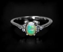 Opal engagement ring, personalized White opal ring, Dainty, birthday gift for women opal for her silver gemstone ring, Mother's day gift wedding photo - Opal engagement ring, personalized White opal ring, Dainty, birthday gift for women opal for her silver gemstone ring, Mother's day gift