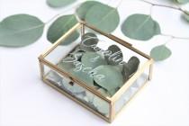 Large personalized RINGKSTCHEN with engraving of glass in gold wedding photo - Large personalized RINGKSTCHEN with engraving of glass in gold