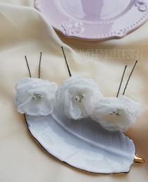 wedding photo -  chiffon flower headpiece|bridal hair accessories|hair pieces for wedding|babys breath hair piece for wedding|Bridal Fascinator White Chiffon