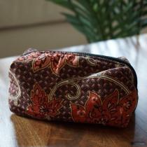 Zippered Multi Colored Rayon Large Batik Pattern Cotton Canvas Cosmetic Bag, Makeup Pouch, Toiletries Bag, Travel Case wedding photo - Zippered Multi Colored Rayon Large Batik Pattern Cotton Canvas Cosmetic Bag, Makeup Pouch, Toiletries Bag, Travel Case