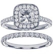 2.42 CT TW Pave Set Diamond Encrusted Princess Cut Engagement Ring Bridal Set In 14k White Gold - Size 12. List Price: $10,797.00 Savings:… wedding photo - 2.42 CT TW Pave Set Diamond Encrusted Princess Cut Engagement Ring Bridal Set In 14k White Gold - Size 12. List Price: $10,797.00 Savings:…