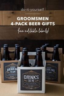 wedding photo - Your Groomsmen Will LOVE This DIY 4-Pack Beer Gift!