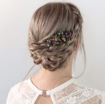 Lavender Flower Comb- Dried Flower Comb- Rustic Wedding Hair Comb- Boho Wedding Comb wedding photo - Lavender Flower Comb- Dried Flower Comb- Rustic Wedding Hair Comb- Boho Wedding Comb