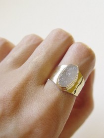 Vanilla Druzy Gold Ring OOAK wedding photo - Vanilla Druzy Gold Ring OOAK