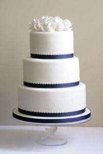 wedding photo - Simple But Elegant 3 Tier Wedding Cake For Vicky And Tom. Delicate Piping And Handmade Roses Finished Off The Classic Look. 