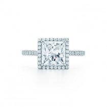 Tiffany Soleste® Princess Cut Halo Engagement Ring With Diamond Band In Platinum wedding photo - Tiffany Soleste® Princess Cut Halo Engagement Ring With Diamond Band In Platinum
