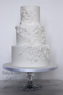 Elegant & Timeless Bas Relief Wedding Cake. Created By Ruby & Belle Cakes, Brighton, UK wedding photo - Elegant & Timeless Bas Relief Wedding Cake. Created By Ruby & Belle Cakes, Brighton, UK