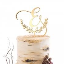 Letter Monogram Cake Topper Wedding Cake Topper Custom Rustic Wedding Cake Topper Single Initial Wood Cake Toppers, Gold Letter E wedding photo - Letter Monogram Cake Topper Wedding Cake Topper Custom Rustic Wedding Cake Topper Single Initial Wood Cake Toppers, Gold Letter E