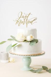 Just Married Cake Topper - Wedding Cake Topper - Laser Cut Wood or Acrylic - 6.25 inches wide wedding photo - Just Married Cake Topper - Wedding Cake Topper - Laser Cut Wood or Acrylic - 6.25 inches wide