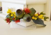 rustic wedding comb - native - wedding flower comb - red - sage - yellow - bridal accessories - personalised gift - flower accessories wedding photo - rustic wedding comb - native - wedding flower comb - red - sage - yellow - bridal accessories - personalised gift - flower accessories