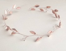 Rose Gold Vine, Bridal Hair Vine, Pearl Hair Piece, Wedding Wreath, Gold Vine Headband, Leaf Hair Accessory, Halo, Boho Wedding wedding photo - Rose Gold Vine, Bridal Hair Vine, Pearl Hair Piece, Wedding Wreath, Gold Vine Headband, Leaf Hair Accessory, Halo, Boho Wedding
