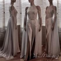 Jumpsuit Wedding Dress Bridal Bridesmaid Prom Bodysuit Detachable Chiffon Skirt Formal Sequins Lace Reception Long Sleeves Floor Length wedding photo - Jumpsuit Wedding Dress Bridal Bridesmaid Prom Bodysuit Detachable Chiffon Skirt Formal Sequins Lace Reception Long Sleeves Floor Length