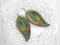 Anniversary gift jewelry Boho big earrings Green jewelry Paisley earrings Bohemian jewelry Ankara styles Valentines day gift for wife gift wedding photo - Anniversary gift jewelry Boho big earrings Green jewelry Paisley earrings Bohemian jewelry Ankara styles Valentines day gift for wife gift