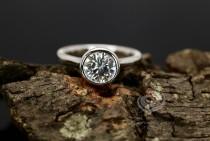 FOREVER ONE Certified 7mm/1.25 Carats Round Cut D-F Color Moissanite 14k White Gold Bezel Set Engagement Ring(Other Metal & Stone Available) wedding photo - FOREVER ONE Certified 7mm/1.25 Carats Round Cut D-F Color Moissanite 14k White Gold Bezel Set Engagement Ring(Other Metal & Stone Available)
