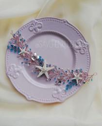 wedding photo -  Blue Starfish crown|Beach Wedding Headpieces|seashell Hair Accessories|Wedding Hair Piece with Starfish Nautical Wedding Beach mermeid crown