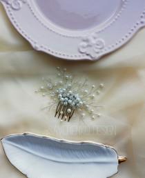 wedding photo -  Pearls bridal hair comb|haarschmuck braut||bridesmaid savchenko design wedding hair accessories|rose gold hair piece|bridal headpiece