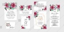 Marsala rose peony Wedding invitation set printable card template vector decoration bouquet wedding photo - Marsala rose peony Wedding invitation set printable card template vector decoration bouquet
