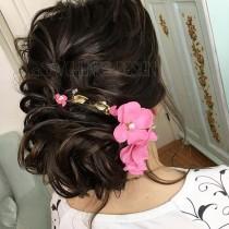 wedding photo -  Rose gold Hair Vine|Pink Crystal Weddind Headpiece|Bridal Headband|Leafs Baby's breath hair piece|Gold leaves Hair Vine with foam flowers
