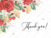 Thank you card custom template red rose autumn fall leaves baby shower invitation wedding photo - Thank you card custom template red rose autumn fall leaves baby shower invitation
