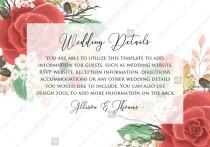 Wedding Detail card custom template red rose autumn fall leaves custom invitation wedding photo - Wedding Detail card custom template red rose autumn fall leaves custom invitation