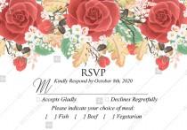 RSVP card custom template red rose autumn fall leaves pdf bridal shower invitation wedding photo - RSVP card custom template red rose autumn fall leaves pdf bridal shower invitation