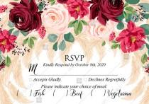 RSVP Marsala peony rose pampas grass pdf custom online editor wedding photo - RSVP Marsala peony rose pampas grass pdf custom online editor