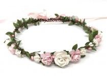 Blush flower crown, spring flower crown, flower girl crown, bridal flower crown, bohenian flower crown, flower headband, wedding crown wedding photo - Blush flower crown, spring flower crown, flower girl crown, bridal flower crown, bohenian flower crown, flower headband, wedding crown