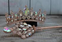 FAST SHIPPING!!! Beautiful Rose Gold Girl Sparkling Tiara, Gorgeous Crystal Girl Crown, Stunning Sparkle Girl Tiara, Communion Princess wedding photo - FAST SHIPPING!!! Beautiful Rose Gold Girl Sparkling Tiara, Gorgeous Crystal Girl Crown, Stunning Sparkle Girl Tiara, Communion Princess