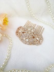 Gold crystal Hair Comb with pearls Small Gold hair clip Gold bridesmaids hair comb 20's 30's Wedding Bridesmaid Art Deco head piece wedding photo - Gold crystal Hair Comb with pearls Small Gold hair clip Gold bridesmaids hair comb 20's 30's Wedding Bridesmaid Art Deco head piece