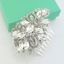 Bridal Rhinestone Comb, Silver Wedding Hair Accessory, Crystal Silver Hair Piece, Bridal Hair Clip, Crystal Rhinestone Hair Combs wedding photo - Bridal Rhinestone Comb, Silver Wedding Hair Accessory, Crystal Silver Hair Piece, Bridal Hair Clip, Crystal Rhinestone Hair Combs