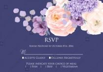 RSVP card pink peach peony hydrangea violet anemone eucalyptus greenery pdf custom online editor anniversary invitation wedding photo - RSVP card pink peach peony hydrangea violet anemone eucalyptus greenery pdf custom online editor anniversary invitation