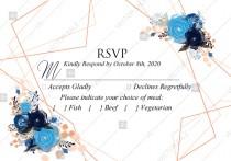 RSVP royal navy blue rose peony indigo watercolor pdf online editor 5*3.5'' wedding photo - RSVP royal navy blue rose peony indigo watercolor pdf online editor 5*3.5''