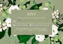 RSVP card greenery herbal grass white peony watercolor pdf custom online editor 5*3.5'' wedding photo - RSVP card greenery herbal grass white peony watercolor pdf custom online editor 5*3.5''
