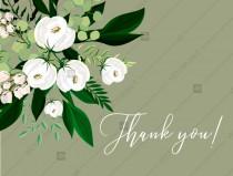 Thank you card greenery herbal grass white peony watercolor pdf custom online editor 5.6*4.25'' wedding photo - Thank you card greenery herbal grass white peony watercolor pdf custom online editor 5.6*4.25''